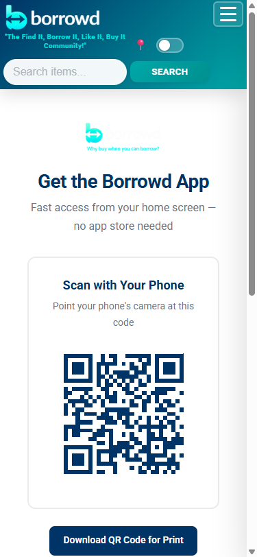 Install page — mobile instructions