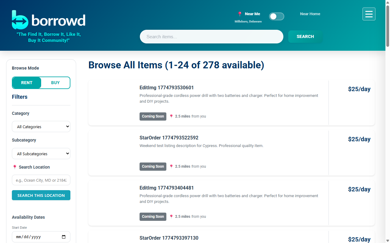 Search for items